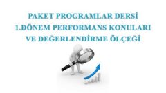 Paket Programlar 1.Dönem Performans Konuları ve Değerlendirme Ölçeği