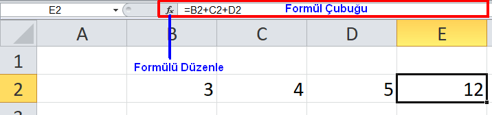 Microsoft Excel Ders Notları-1 Formül Çubuğu