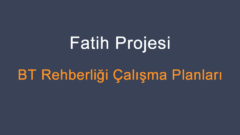 Fatih Projesi BT Rehberliği Çalışma Planları